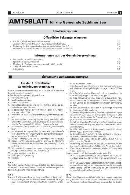 AMTSBLATT für die Gemeinde Seddiner See