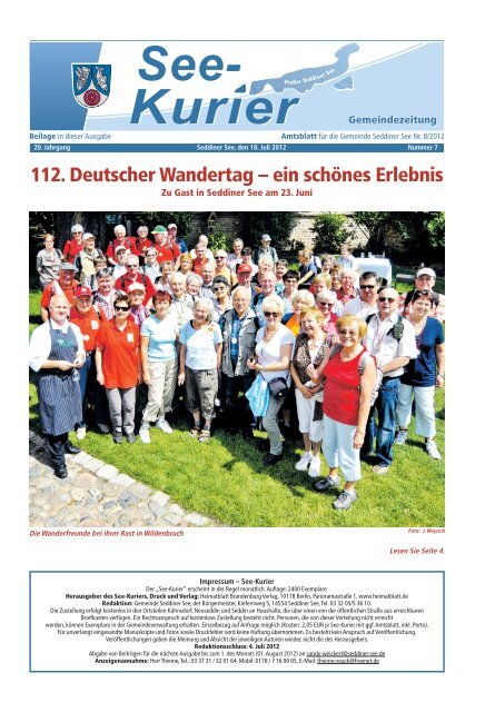 Ausgabe - Nr.07 vom 18. Juli 2012 - Gemeinde Seddiner See