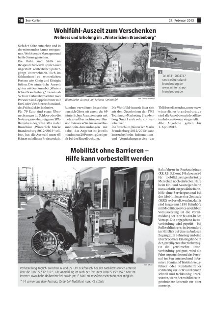 Ausgabe - Nr.2 vom 27. Februar 2013 - Gemeinde Seddiner See