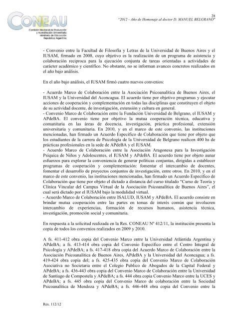 Buenos Aires, 05 de marzo de 2012 VISTO: el informe ... - Coneau