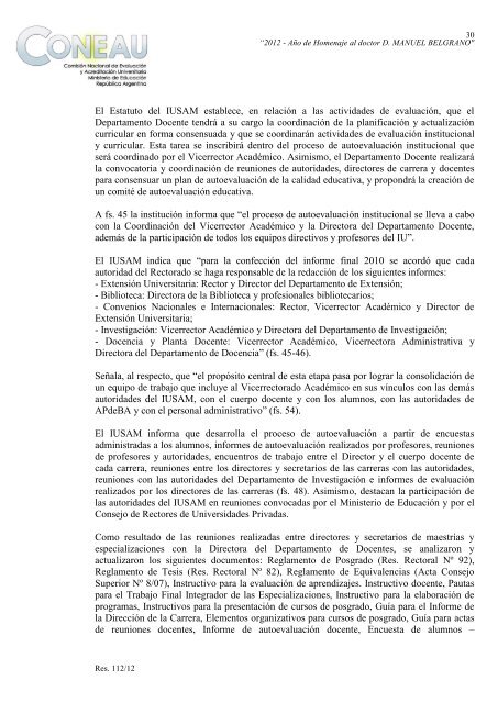 Buenos Aires, 05 de marzo de 2012 VISTO: el informe ... - Coneau