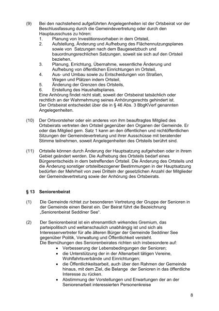 1 Hauptsatzung der Gemeinde Seddiner See Aufgrund der §§ 4 und ...