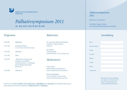 Einladung zum Palliativsymposium 2011