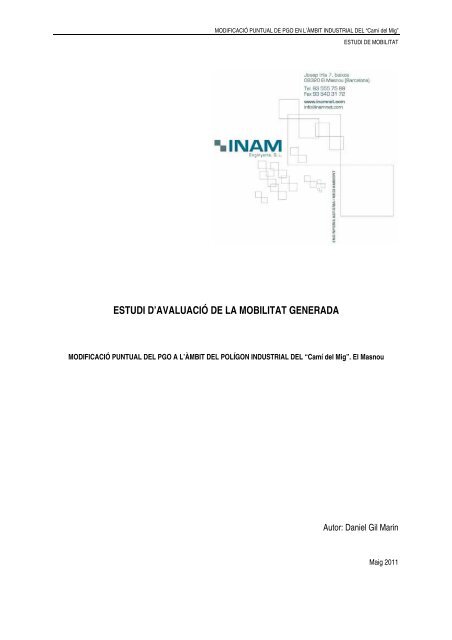 estudi d'avaluació de la mobilitat generada - Ajuntament del Masnou