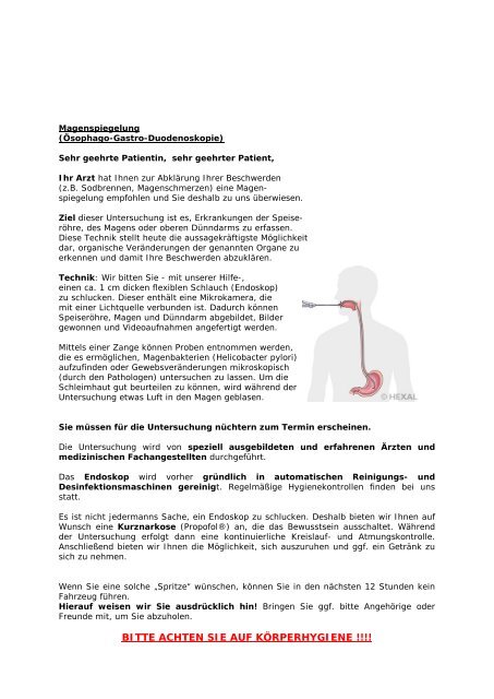 bitte achten sie auf körperhygiene - Gastroenterologische ...