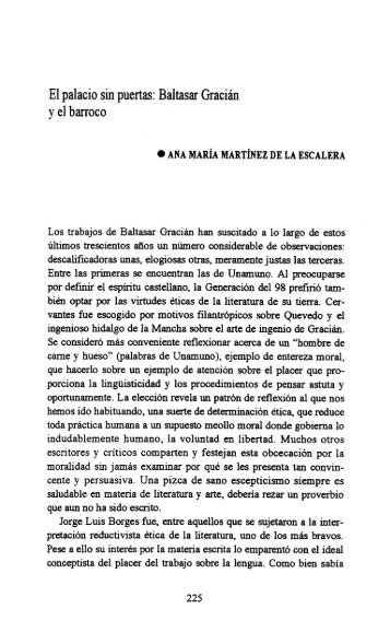 El palacio sin puertas: Baltasar Gracián y el barroco
