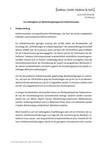 Zulässigkeit von Abstandsregelungen bei ... - Geothermie