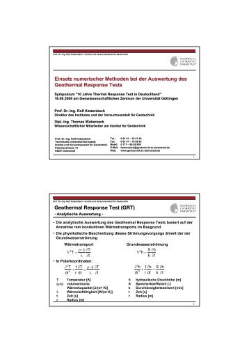 Prof. Dr.-Ing. Rolf Katzenbach â¢ Institut und ... - Geothermie