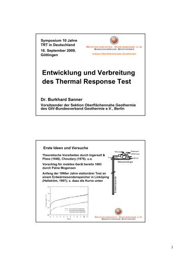 Entwicklung und Verbreitung des  Thermal Response Test (TRT)