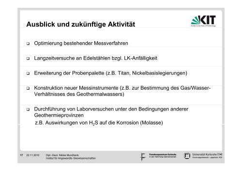 Korrosion metallischer Werkstoffe unter ... - Geothermie