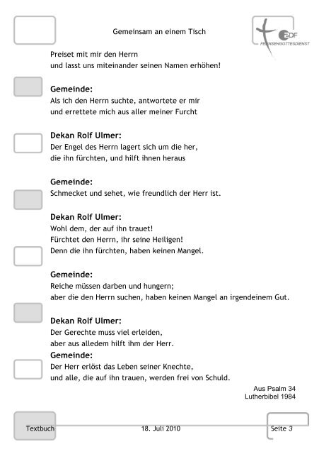 Textbuch des Gottesdienstes - Gemeinschaftswerk der ...