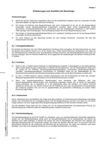 Antrag auf Baugenehmigung § 63b ThürBO / Vorlage im ...