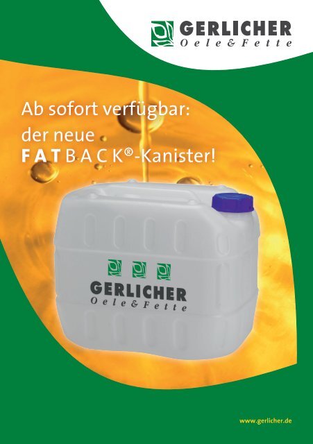 Ab sofort verfügbar: der neue FATBACK®-Kanister! - Gerlicher GmbH