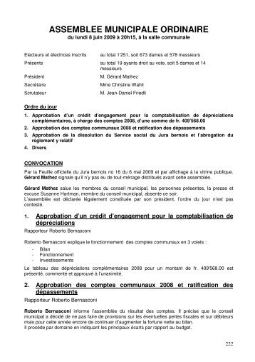 ASSEMBLEE MUNICIPALE ORDINAIRE - Malleray