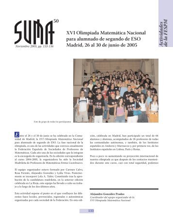 XVI Olimpiada Matemática Nacional para alumnado de segundo