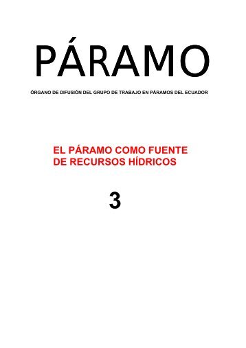 el páramo como fuente de recursos hídricos - EcoCiencia