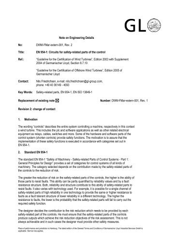 Note on Engineering Details No: DWM-FMar-extern-001 ... - GL Group