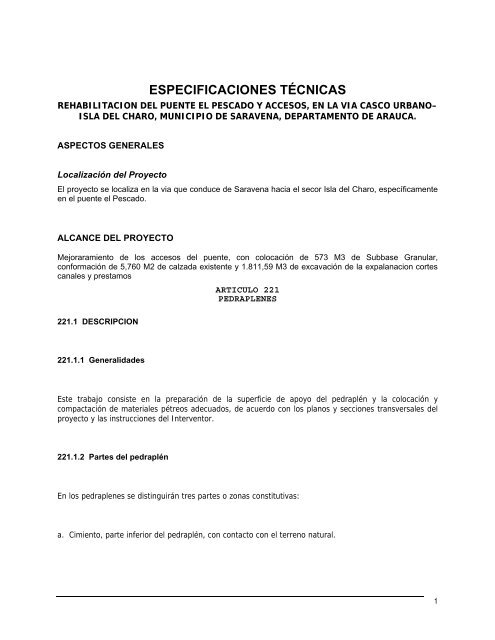 ESPECIFICACIONES TÉCNICAS