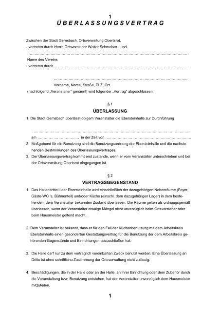 Uberlassungsvertrag Immobilie Nachteile