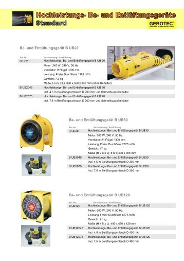 Be- und Entlüftungsgerät B UB20 Be- und Entlüftungsgerät B UB30 ...