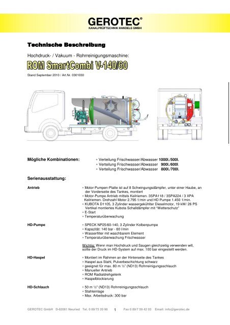 Hochdruck- / Vakuum - Rohrreinigungsmaschine