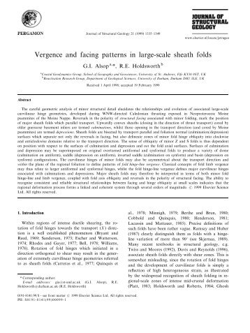 Vergence and facing patterns in large-scale sheath folds - School of ...