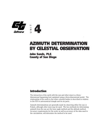 azimuth determination by celestial observation - Caltrans