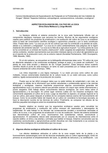 ASPECTOS ECOLOGICOS DEL CULTIVO DE LA COCA - Gepama