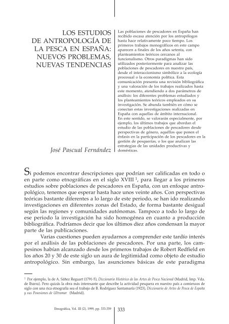 los estudios de antropología de la pesca en españa - CEAS