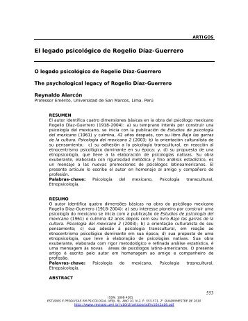 El legado psicológico de Rogelio Díaz-Guerrero - Estudos e ...