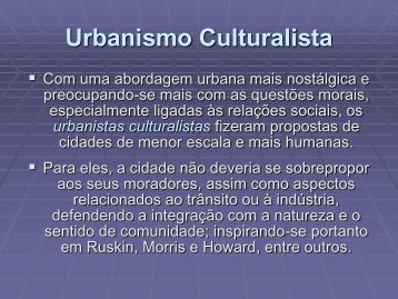 Urbanismo Culturalista - Teoria e História da Cidade - Home