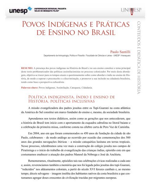 Povos Indígenas e Práticas de Ensino no Brasil - Acervo Digital da ...