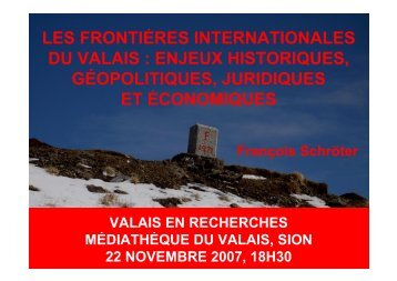 LES FRONTIÈRES INTERNATIONALES DU VALAIS | FRANCOIS