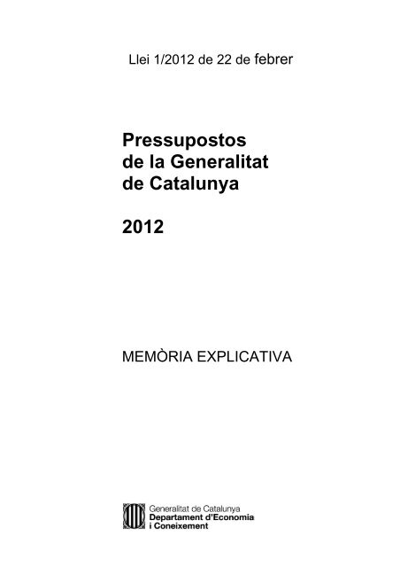 Memòria explicativa - Generalitat de Catalunya