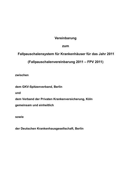 Fallpauschalenvereinbarung 2011 – FPV 2011