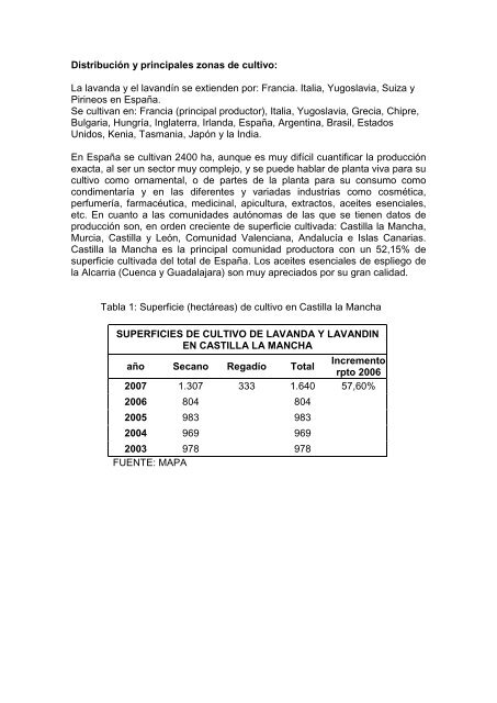 Distribución y principales zonas de cultivo: La lavanda y el lavandín ...