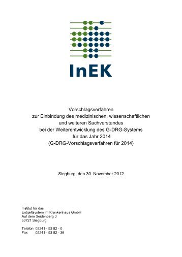 Verfahrensbeschreibung G-DRG-Vorschlagsverfahren - InEK GmbH