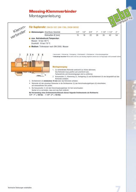 Messing-Klemmverbinder - Gebo Armaturen GmbH