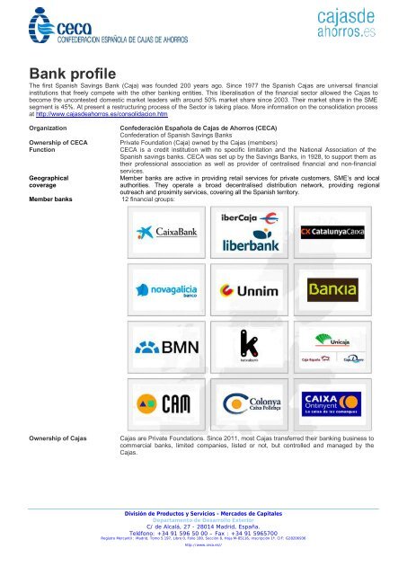 CECA, the Confederation of Spanish savings banks - ESBG
