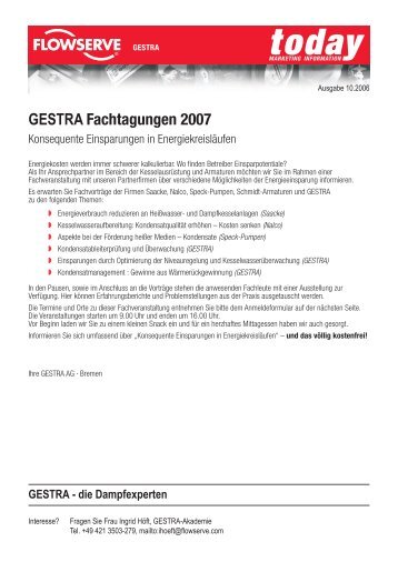 GESTRA Fachtagungen 2007 - Gestra AG