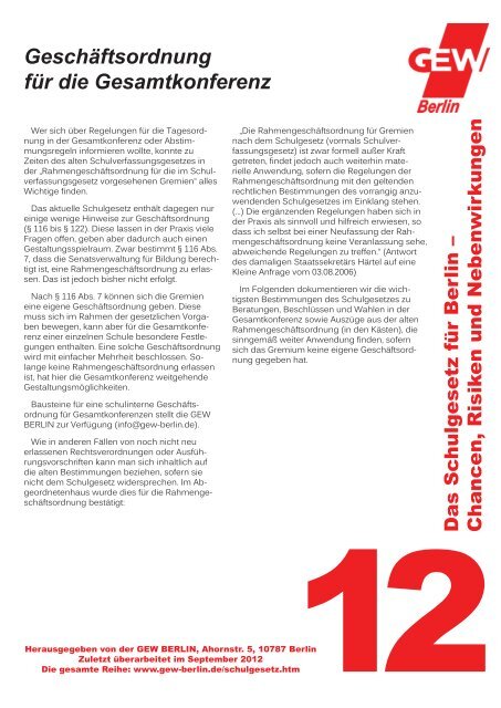 Geschäftsordnung für die Gesamtkonferenz - GEW - Berlin