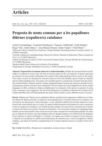 Proposta de noms comuns per a les papallones diürnes catalanes