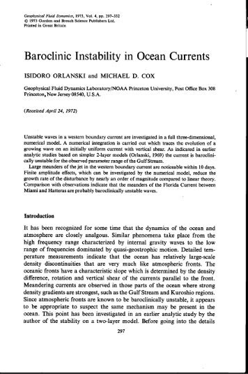 Baroclinic Instability in Ocean Currents - Geophysical Fluid ...