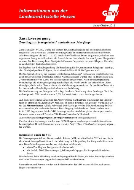Zusatzversorgung - GEW Landesverband Hessen