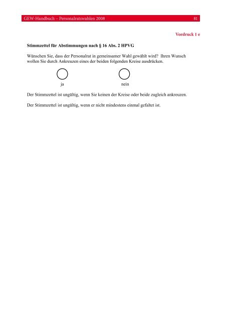 Liste der Vordrucke für die Personalratswahlen - GEW ...
