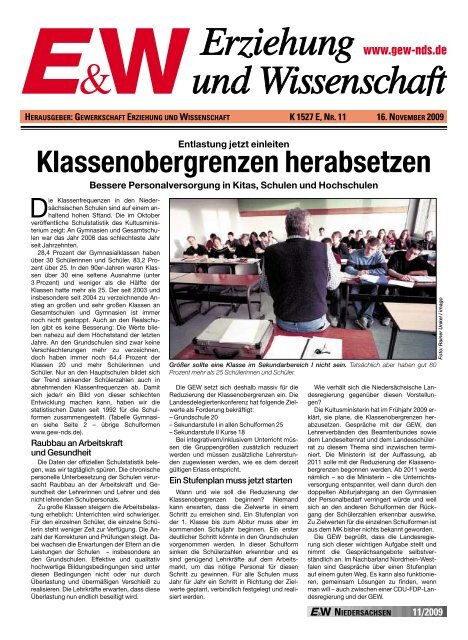 Klassenobergrenzen Herabsetzen Gew Niedersachsen