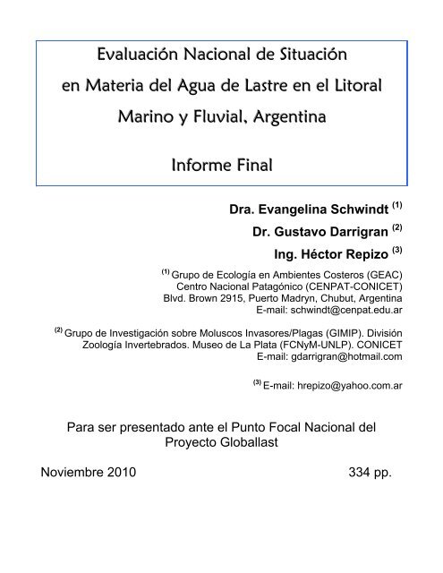 Evaluación Nacional de Situación en Materia del Agua de Lastre en ...