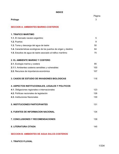 Evaluación Nacional de Situación en Materia del Agua de Lastre en ...