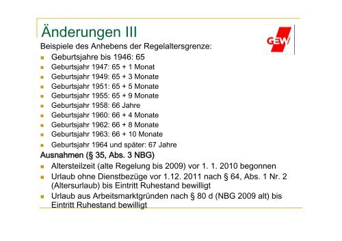 NBG Änderungen 2011 - Hannover 20. 6. 2012 - GEW Niedersachsen