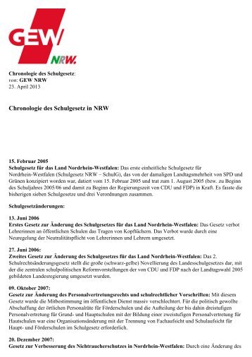 Chronologie des Schulgesetz in NRW - GEW